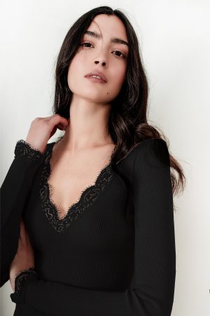 Pull col V en laine mérinos et soie Lisanza